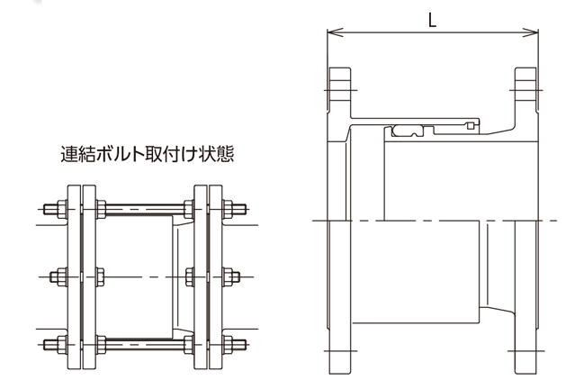 短面間フランジアダプター 連結ボルト付