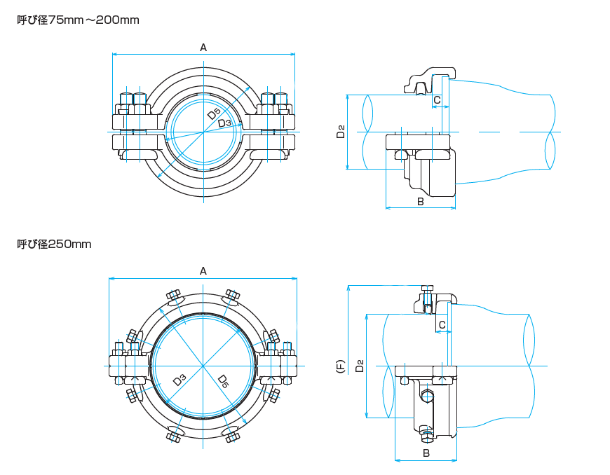 既設管継手部補強金具T形管用